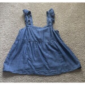 LOFT Outlet Women's Size Small Petite Blue Chambray Sleeveless Tank Top Summer
